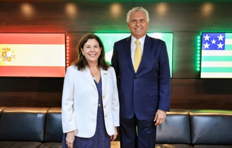 Caiado recebe embaixadora da Espanha em visita a Goiás